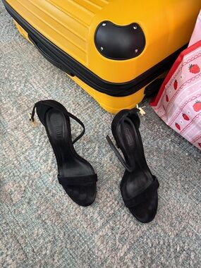 Black Suede Ankle-Strap Heels by Schutz